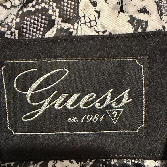 GUESS Black Charcoal Double-Breasted Belted Trench Coat - Picture 2 of 8